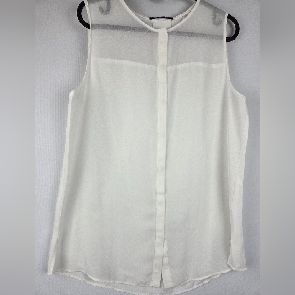 Tahari Sleeveless White Ivory Sheer Tank Top Women's Size Medium